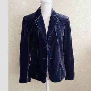 Jones New York Navy Blue Velvet Blazer Size: 4